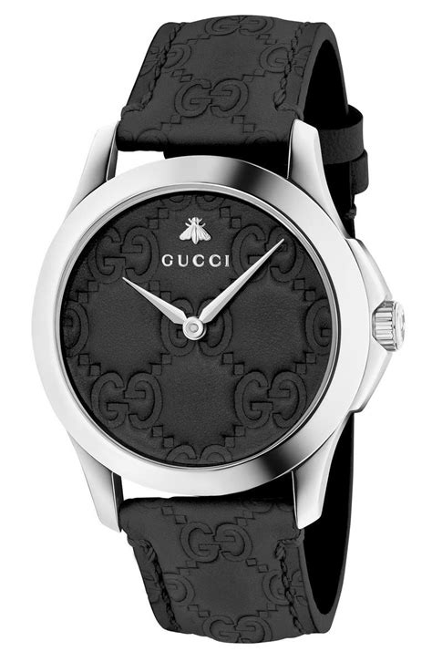 gucci men's g timeless black leather strap watch 38mm|replacement Gucci watch strap.